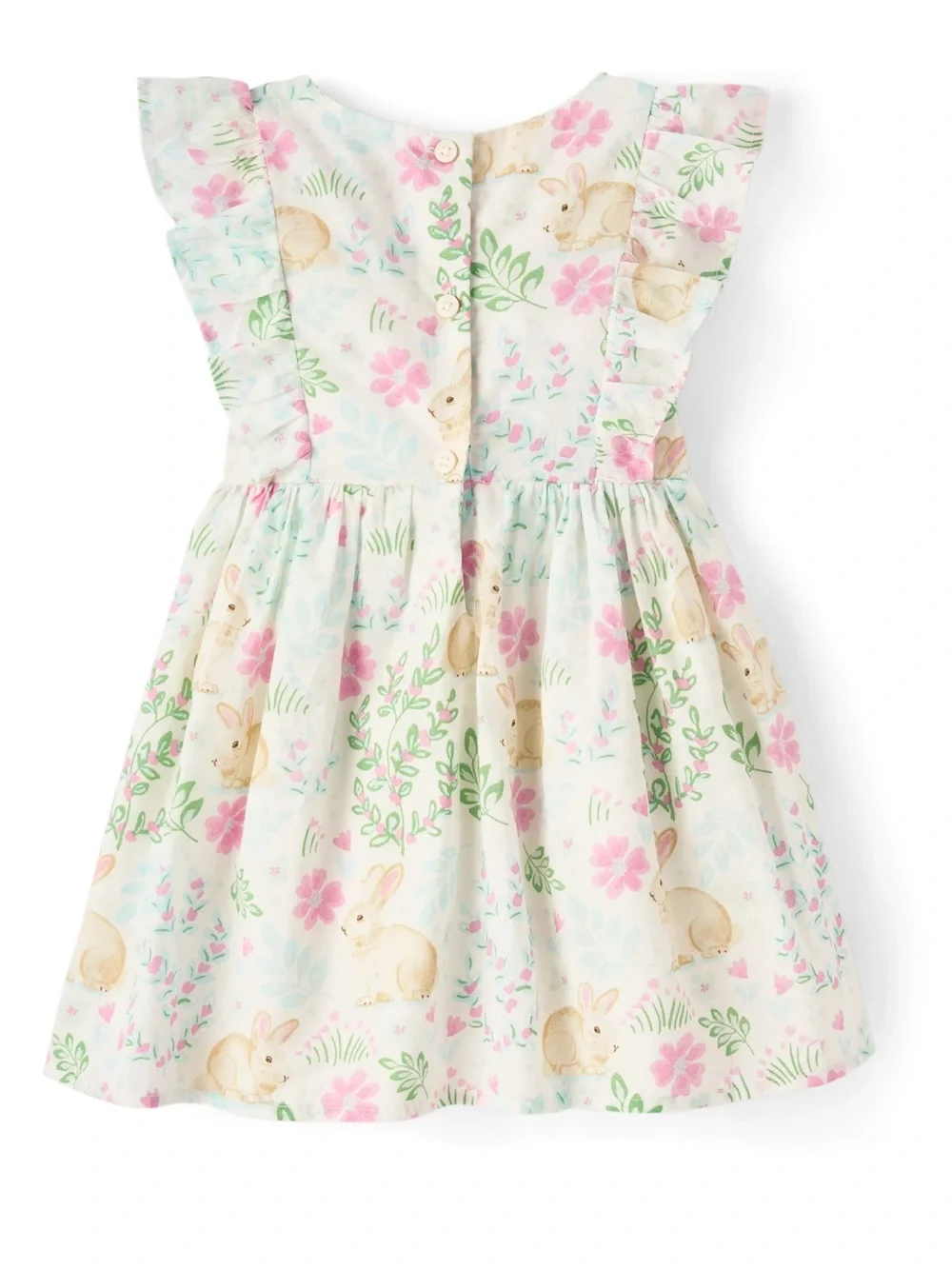 The Children's Place White Daisy Floral Bunny Dress with Pink Bows - Picture 2 of 6